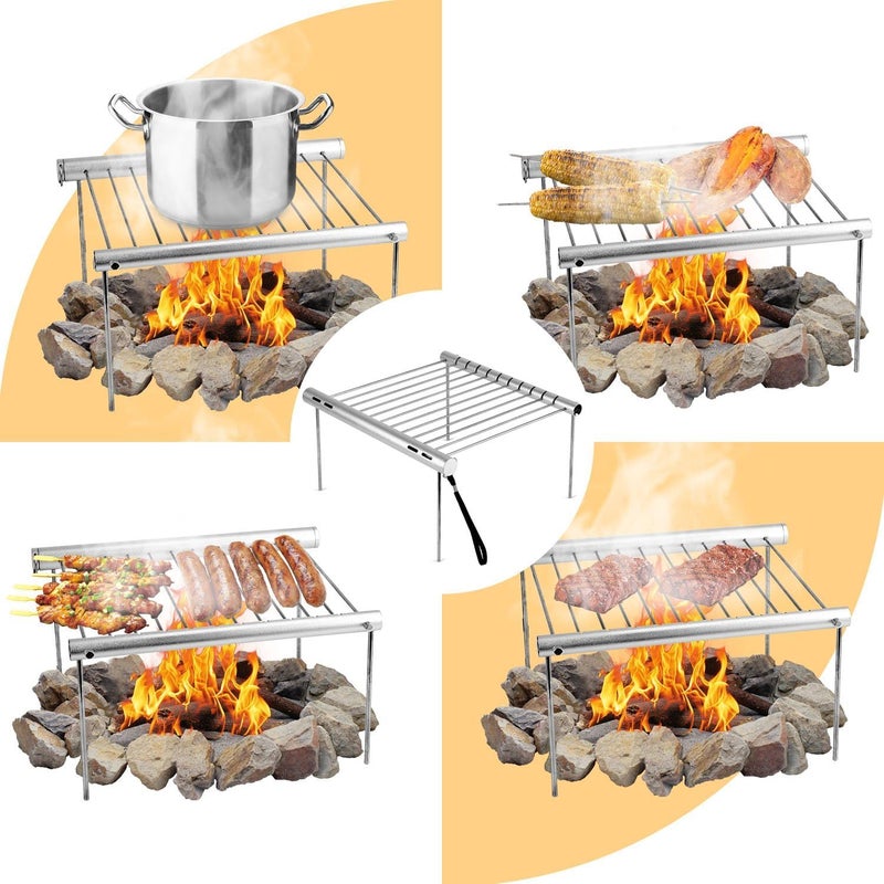 Loquat Grill Stack Rack Portable Compact Folding Stainless Steel Camping BBQ Tube Roaster Stand for Cooking Outdoor Backpackers - Image 3