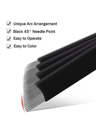 Disposable 0.18mm Microblading Blade Fine Needles Permanent Makeup Curve Brow Manual Eyebrow Embroidery Tattoo Microblade Needles - 14 Pins Shape ,10 Pieces - view 4