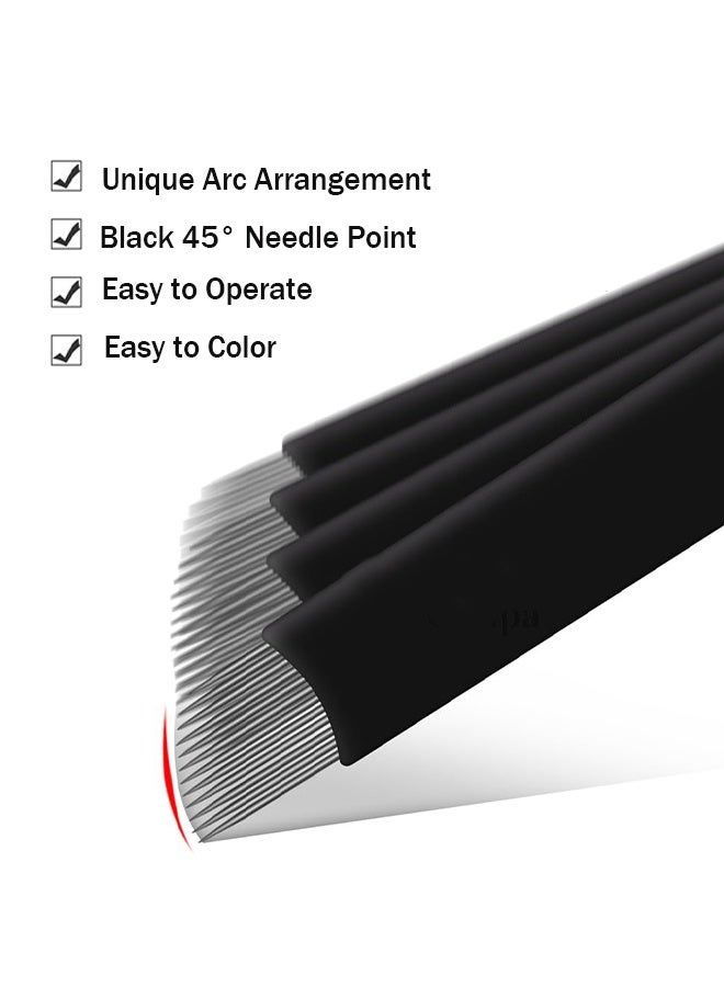 Disposable 0.18mm Microblading Blade Fine Needles Permanent Makeup Curve Brow Manual Eyebrow Embroidery Tattoo Microblade Needles - 14 Pins Shape ,10 Pieces - Image 4