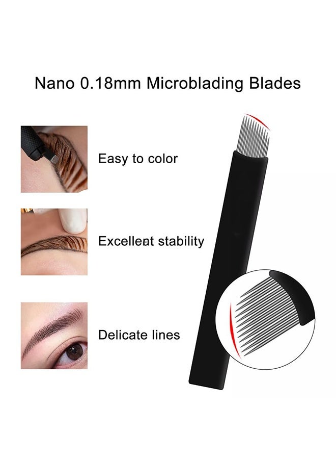 Disposable 0.18mm Microblading Blade Fine Needles Permanent Makeup Curve Brow Manual Eyebrow Embroidery Tattoo Microblade Needles - 14 Pins Shape ,10 Pieces - Image 3