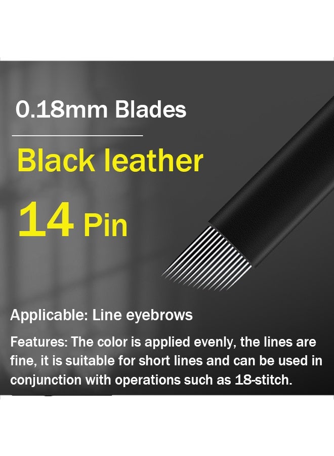 Disposable 0.18mm Microblading Blade Fine Needles Permanent Makeup Curve Brow Manual Eyebrow Embroidery Tattoo Microblade Needles - 14 Pins Shape ,10 Pieces - Image 2