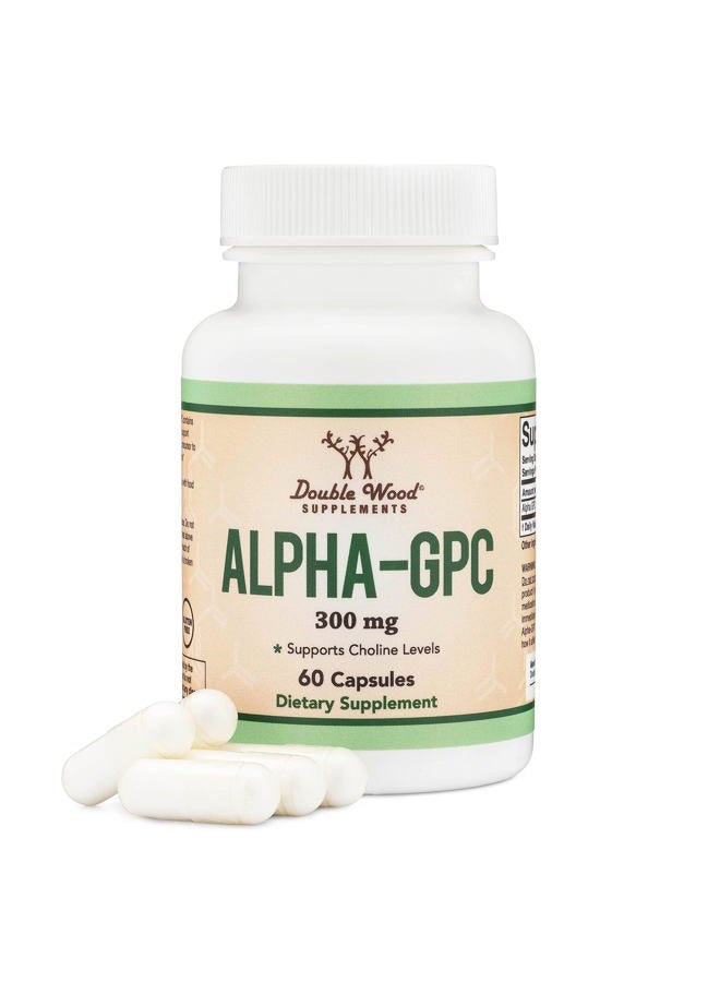 Double Wood Supplements Alpha GPC Choline Capsules - 60 Count, 600mg Servings – Brain Support Aid that Supports Focus, Memory, Motivation, and Energy - (Made in the USA) Brain Support Supplement by Double Wood Supplements - Image 1