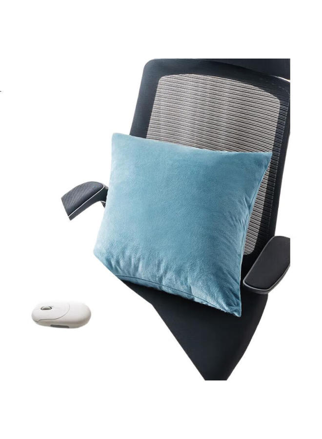 JD.com وسادة حلوى القطن من جينغزاو، وسادة دعم قطنية فائقة النعومة للظهر، أريكة سرير، غرفة المعيشة، المكتب، لون أزرق 45×45 سم - Image 3