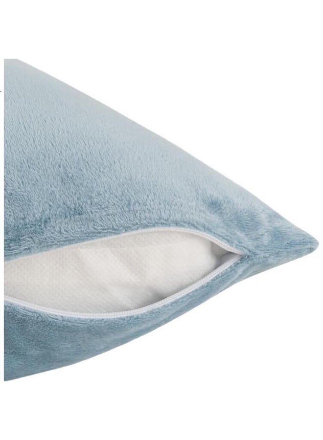 JD.com وسادة حلوى القطن من جينغزاو، وسادة دعم قطنية فائقة النعومة للظهر، أريكة سرير، غرفة المعيشة، المكتب، لون أزرق 45×45 سم - Image 2