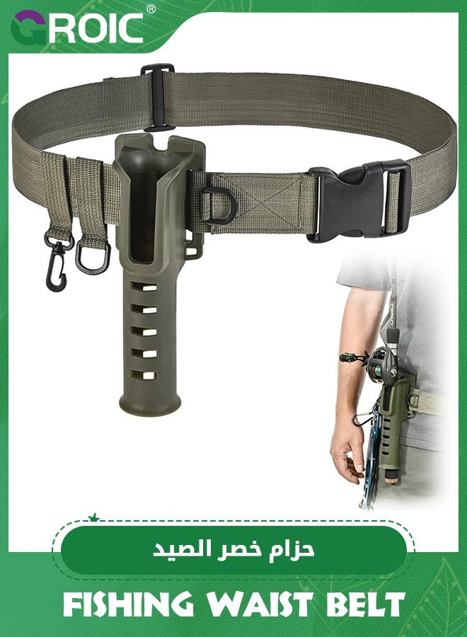 GROIC Fishing Waist Belt Rod Holder Adjustable Waist Wading Belts with Portable Pole Inserter for Spinning Casting Reel Surf Kayak Fly Fishing Portable Fishing Gear Accessories Wader Strap - Image 1