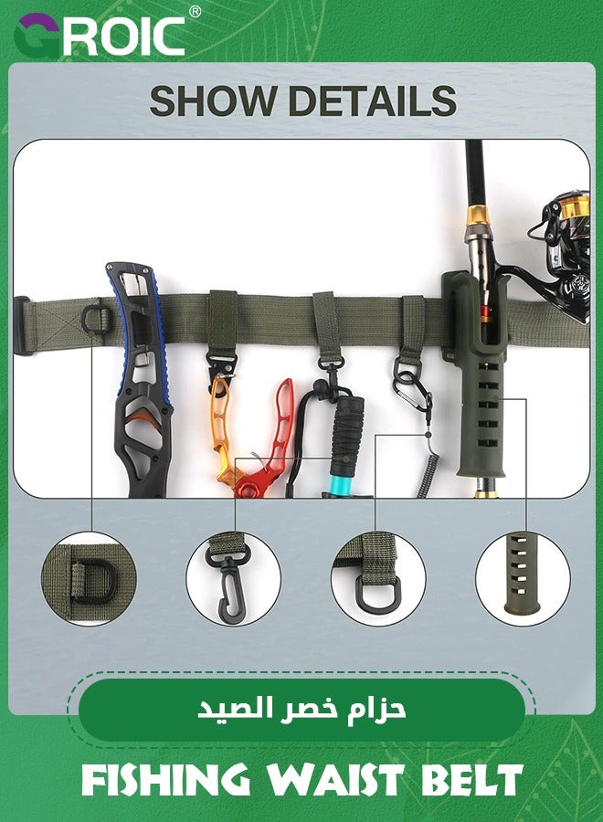 GROIC Fishing Waist Belt Rod Holder Adjustable Waist Wading Belts with Portable Pole Inserter for Spinning Casting Reel Surf Kayak Fly Fishing Portable Fishing Gear Accessories Wader Strap - Image 4