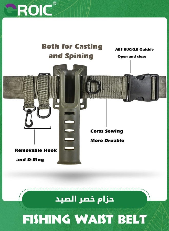 GROIC Fishing Waist Belt Rod Holder Adjustable Waist Wading Belts with Portable Pole Inserter for Spinning Casting Reel Surf Kayak Fly Fishing Portable Fishing Gear Accessories Wader Strap - Image 3