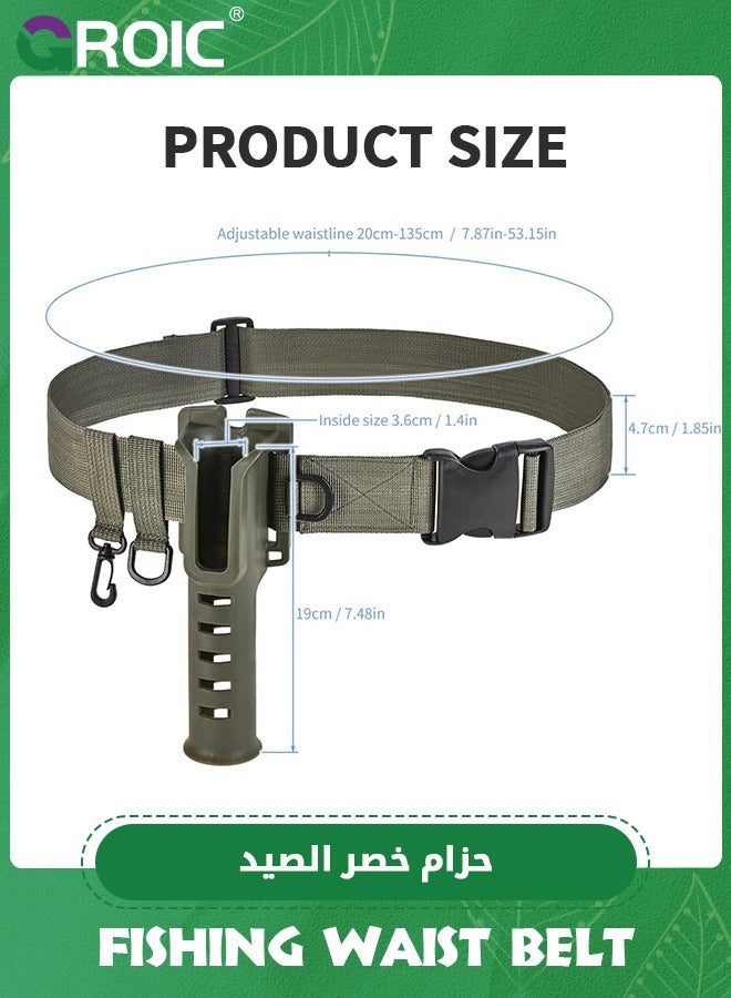 GROIC Fishing Waist Belt Rod Holder Adjustable Waist Wading Belts with Portable Pole Inserter for Spinning Casting Reel Surf Kayak Fly Fishing Portable Fishing Gear Accessories Wader Strap - Image 2