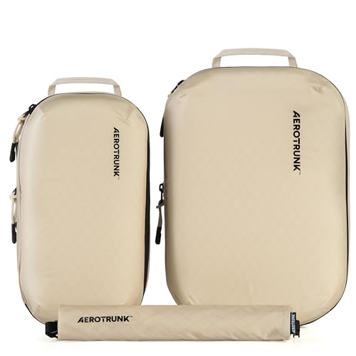 Aerotrunk Ultralight Compression Packing Cubes - Lightweight Travel Organizers for Suitcases and Luggage (3-Pack, Beige) - Image 1
