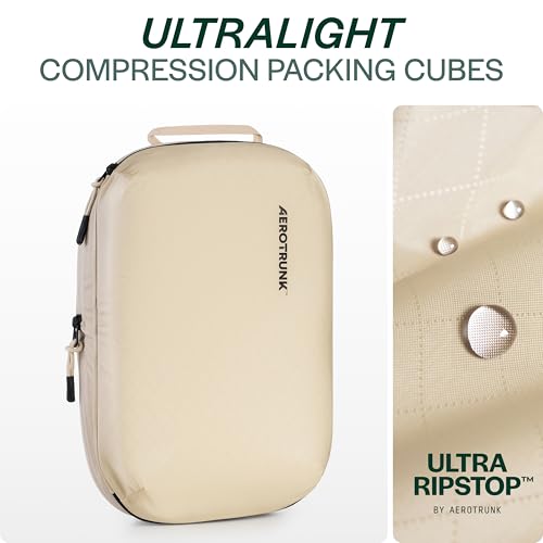 Aerotrunk Ultralight Compression Packing Cubes - Lightweight Travel Organizers for Suitcases and Luggage (3-Pack, Beige) - Image 4