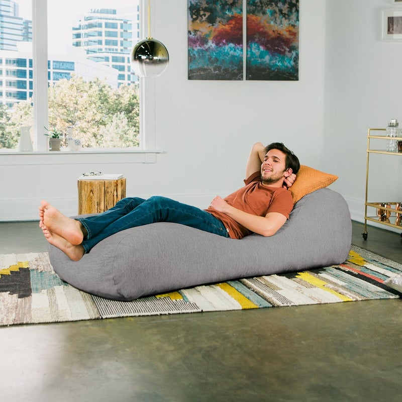 Jaxx Arlo Chaise Lounger Bean Bag Chair  Premium Chenille Grey - Image 5