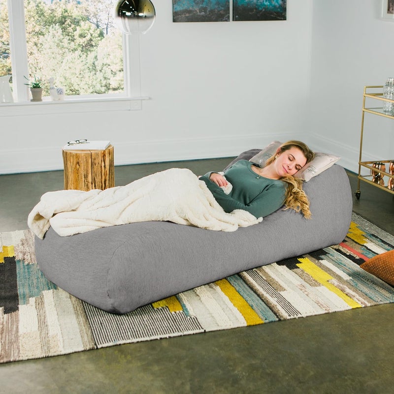 Jaxx Arlo Chaise Lounger Bean Bag Chair  Premium Chenille Grey - Image 4