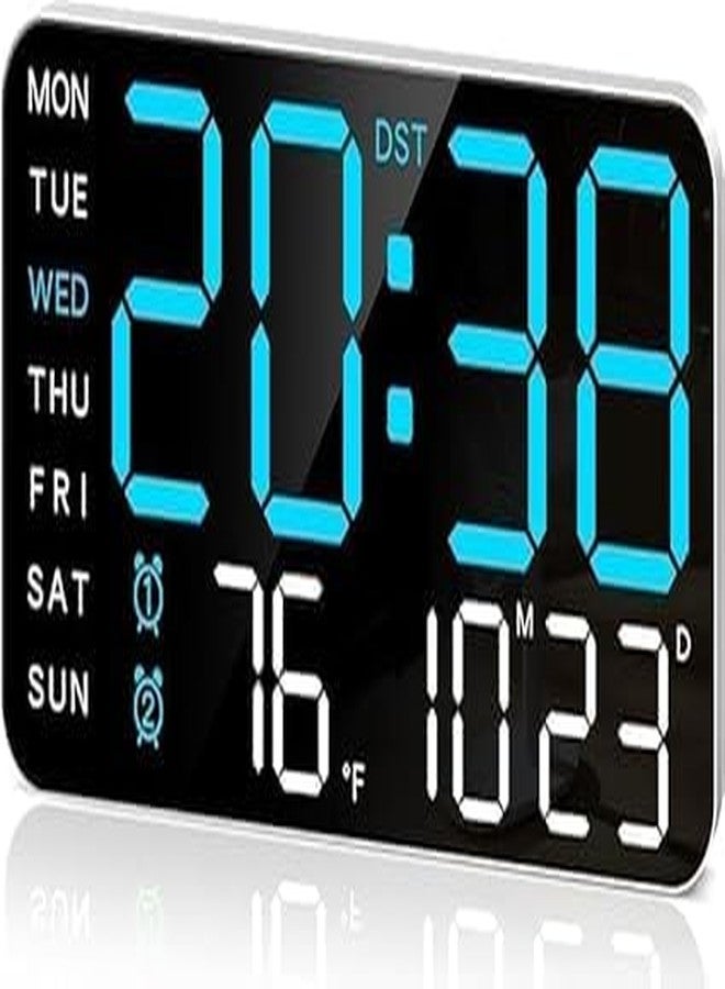 Rukshv Digital Alarm Wall Clock Table Clock 9-Inch Large LED Display, Adjustable Brightness, 12/24 Hour, Date & Temperature Display, for Home, Office, Bedroom (Rectangular Multicolor Fonts) - Image 1