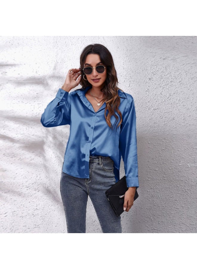 general Women's satin imitation silk long-sleeved blouse - Image 1