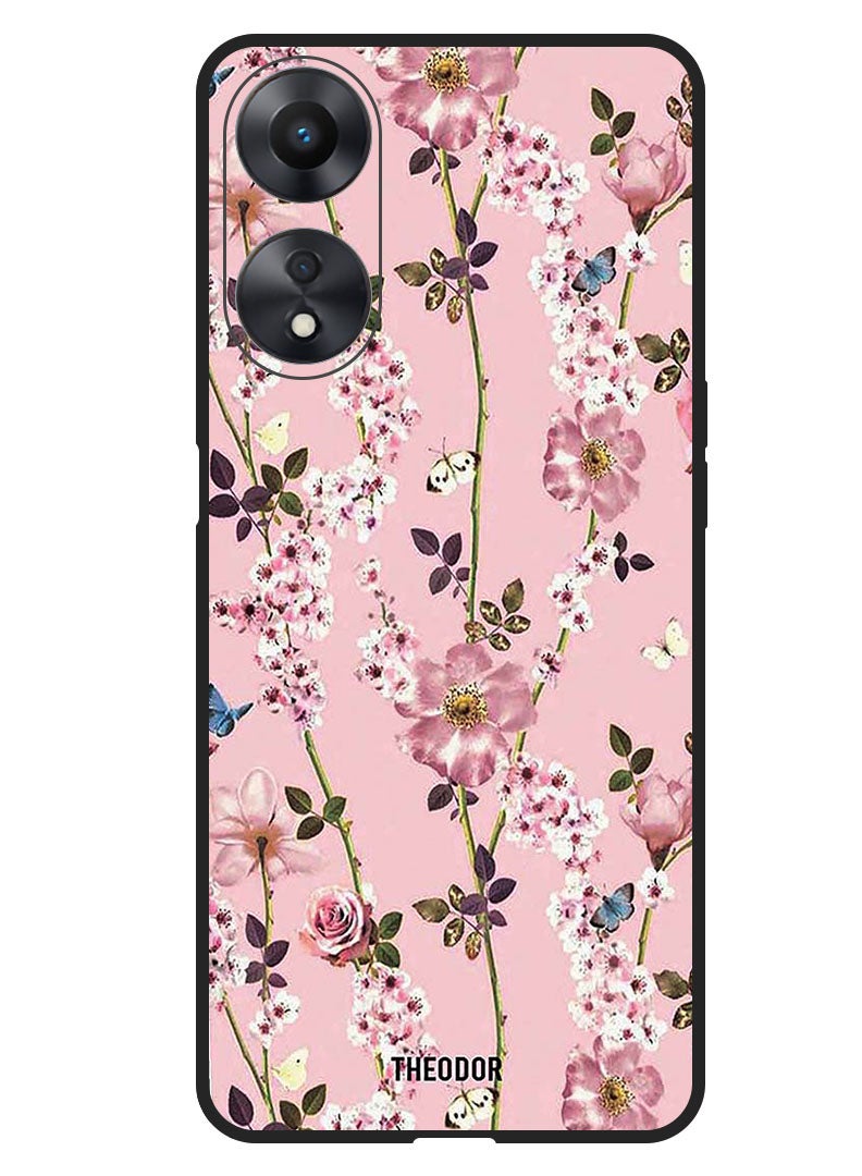 Theodor Protective Case Anti Scratch Shock Proof Bumper Cover For Oppo A98 Small Pink Flowers - Image 1