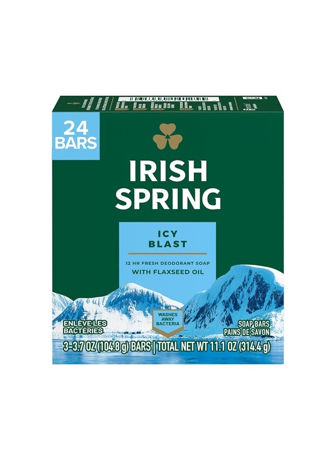 Irish Spring Icy Blast Bar Soap for Men, Mens Bar Soap, Smell Fresh and Clean for 12 Hours, Men Soap Bars for Washing Hands and Body, Mild for Skin, Recyclable Carton, 24 Pack, 3.7 Oz Soap Bars  - Image 1