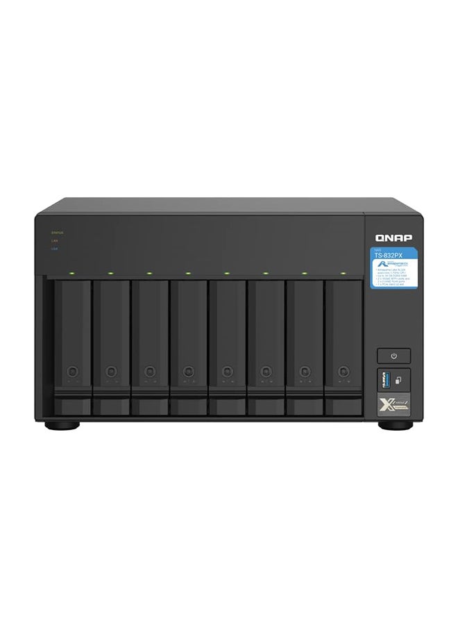 QNAP TS-832PX-4G 8-Bay High-Capacity NAS with 10GbE SFP+ and 2.5GbE, Black, Metal, Tabletop/Desktop, Server  - Image 1