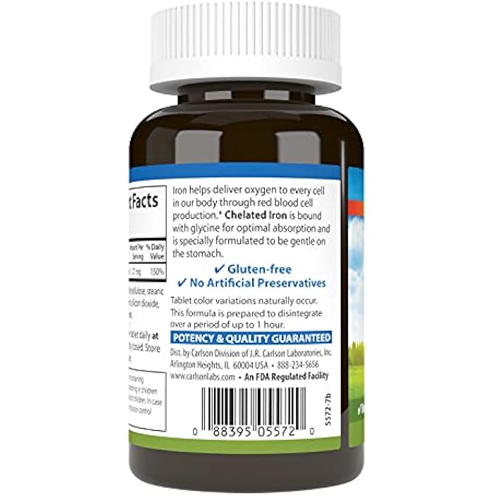 Carlson كارلسون لابز حديد مخلب 27 ملغ، 250 قرص - Image 3