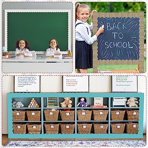 BXawi 84Pcs Wood Bulletin Board Borders Rustic Wood Scalloped Borders Trim Farmhouse White Wood Dark Wood Grain Classroom Borders Back to School Chalkboard Wall Door Decor for Home Office Supplies - Image 2
