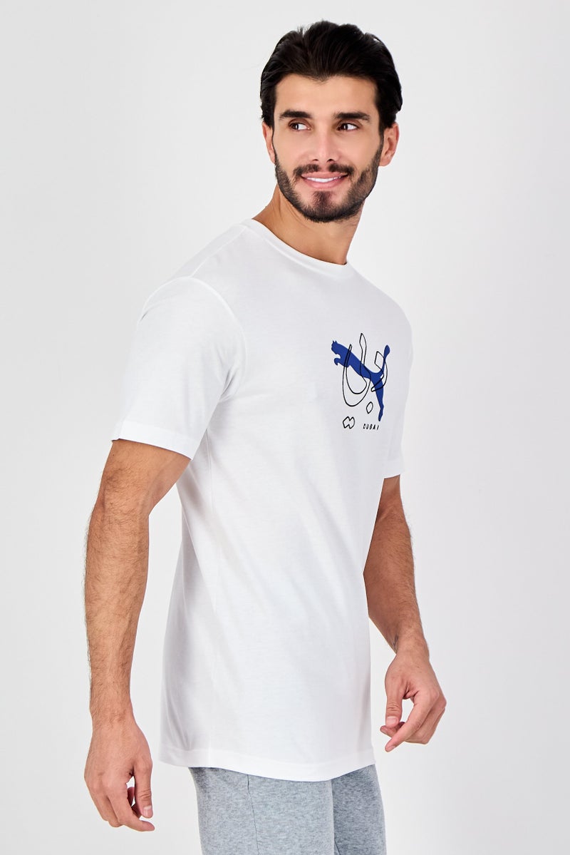 PUMA تي شيرت رجالي بأكمام قصيرة ومقاس مريح، أبيض - Image 3