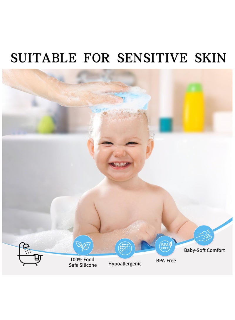 Flushrenic 2-Piece Silicone Body Scrub Set with Loofah Exfoliating Soft Shower Brush for Body, 2-in-1 Bath and Shampoo Wash Brush for Skin Exfoliation, Suitable for Men and Women (Blue and Pink) - Image 3