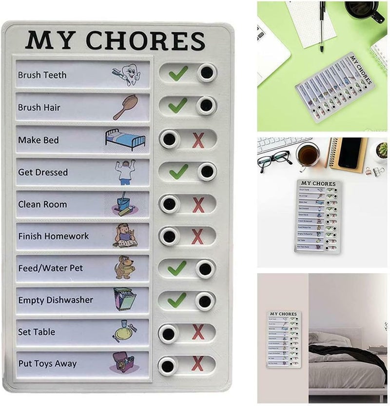 ويوبلز لوحة تذكير بلاستيكية قابلة لإعادة الاستخدام، قائمة مهام منزلية للأطفال والكبار، أداة تذكير بسيطة للمنزل، لوحة ملاحظات محمولة، مهامي المنزلية، رعاية المسنين (مهامي المنزلية) - Image 1