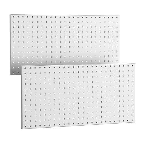 WALMANN Metal Pegboard Panels for Wall Garage Tools Pegboard for Garage, Workbench, Peg Board Tool Organizer Board(Pack of 2, Grey) - Image 1