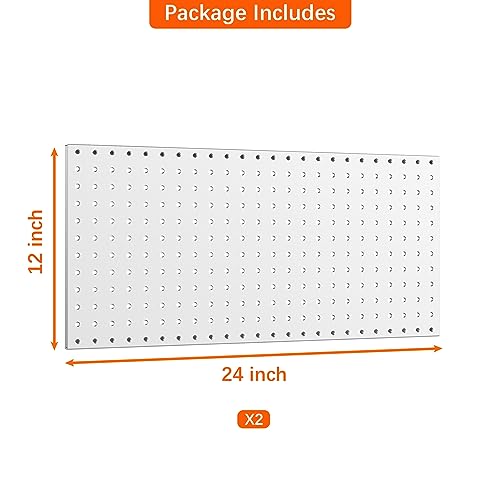 WALMANN Metal Pegboard Panels for Wall Garage Tools Pegboard for Garage, Workbench, Peg Board Tool Organizer Board(Pack of 2, Grey) - Image 4
