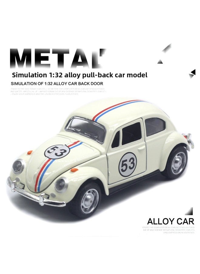 Generic 1:32 Alloy Beetle Classic Car Model Police Car Taxi Racing Car Model Hot Sale-Color:53 White Racing Car  - Image 1