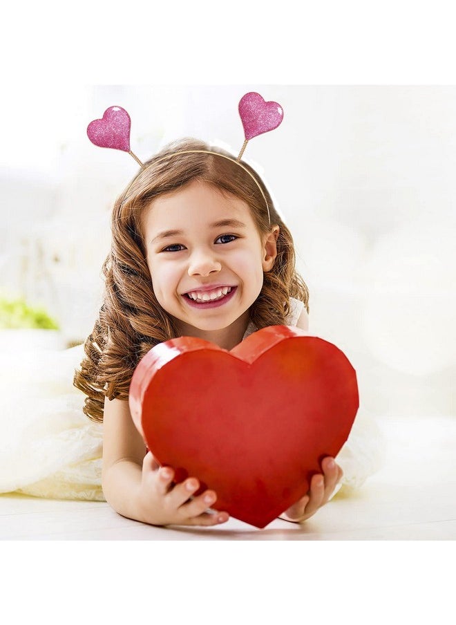 Boderier Oderier Valentine'S Day Heart Headband Glitter Heart Metal Hair Hoop Hairband Festive Party Hair Accessories Pink  - Image 5