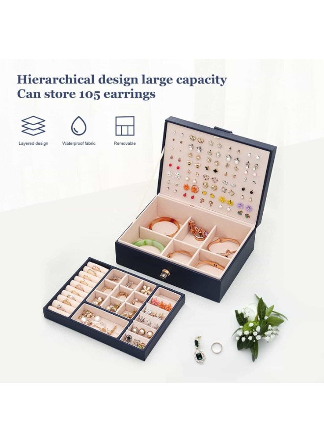 Mitoy Jewelry Organizer Box Necklaces Rings Earrings Holder Organizer Storage Case Double Layer Display with Removable Tray Elegant Jewelry Box - Image 2
