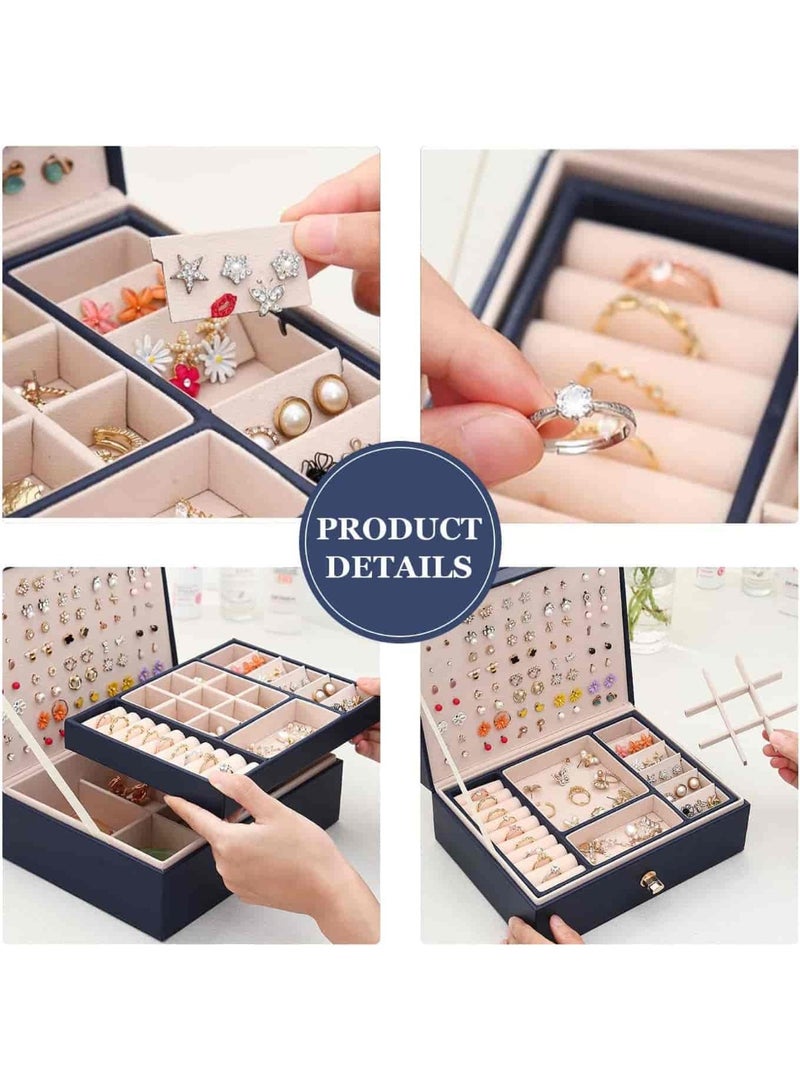 Mitoy Jewelry Organizer Box Necklaces Rings Earrings Holder Organizer Storage Case Double Layer Display with Removable Tray Elegant Jewelry Box - Image 3