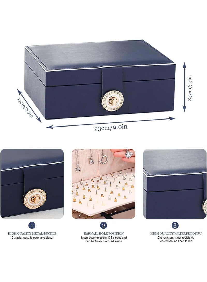 Mitoy Jewelry Organizer Box Necklaces Rings Earrings Holder Organizer Storage Case Double Layer Display with Removable Tray Elegant Jewelry Box - Image 4