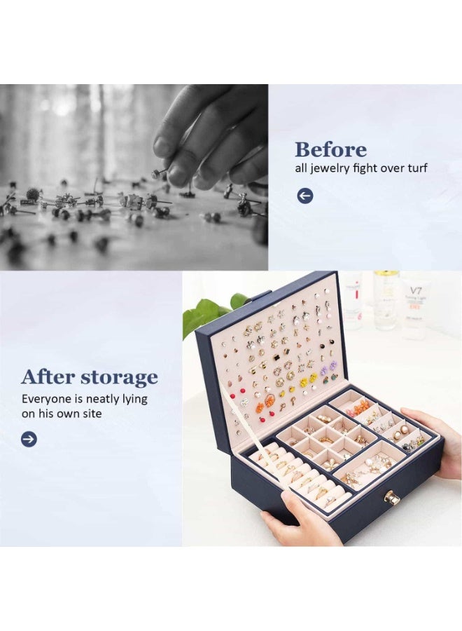 Mitoy Jewelry Organizer Box Necklaces Rings Earrings Holder Organizer Storage Case Double Layer Display with Removable Tray Elegant Jewelry Box - Image 5