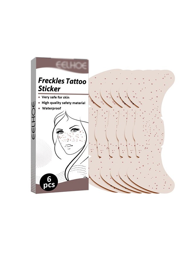 Unique - 6 Sheets Waterproof Freckles Patch Tattoos Face T-attoo Stickers for Girls Festival Party Make Up - Image 1