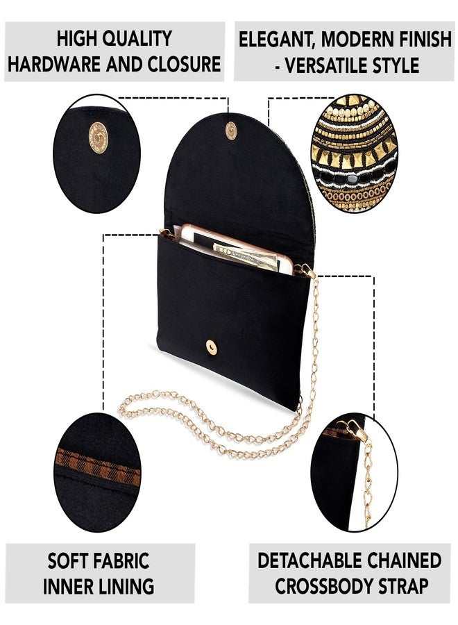Peora Black Clutch Purses for Women Wedding Handmade Evening Handbags Party Bridal Clutch (C12BL) - Image 5