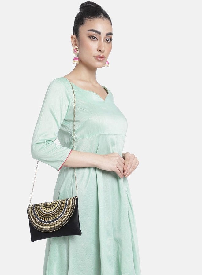 Peora Black Clutch Purses for Women Wedding Handmade Evening Handbags Party Bridal Clutch (C12BL) - Image 2