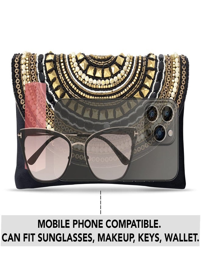 Peora Black Clutch Purses for Women Wedding Handmade Evening Handbags Party Bridal Clutch (C12BL) - Image 4