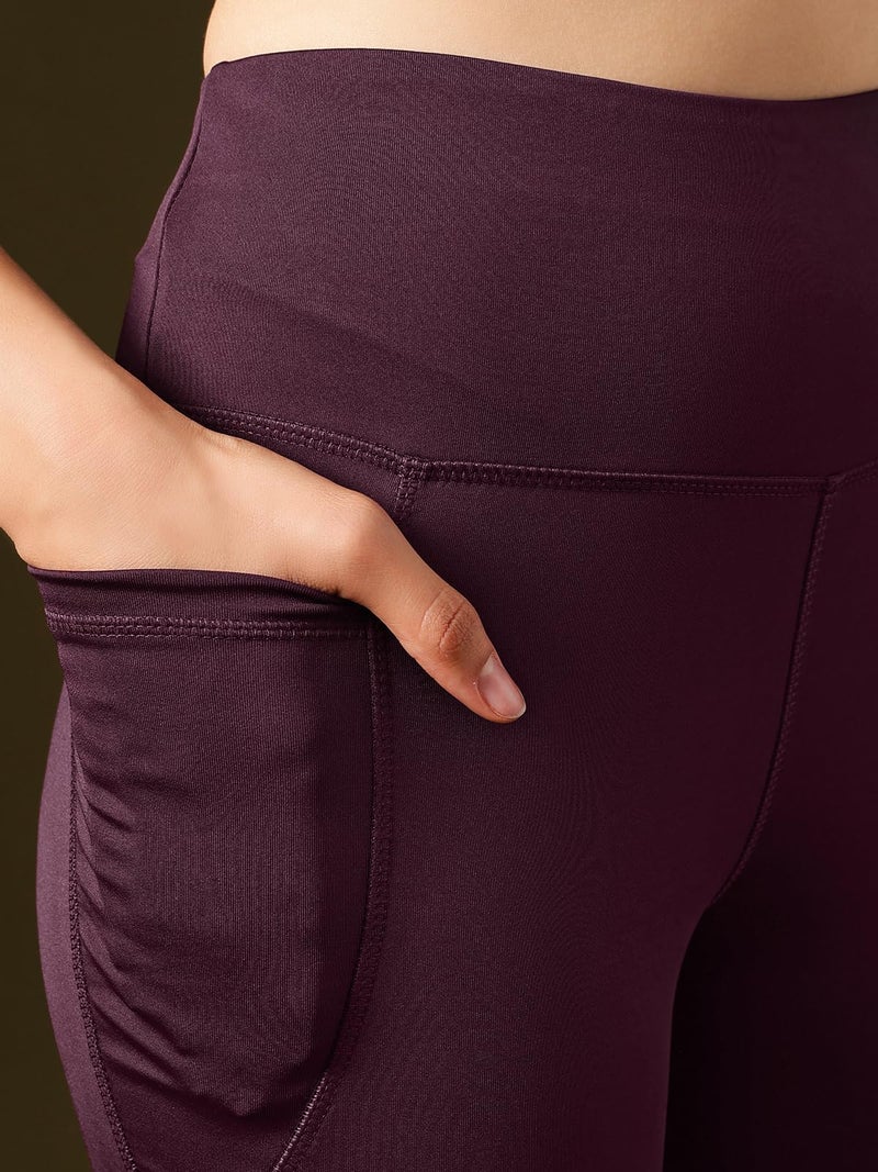 Clovia Women's Comfort-Fit High Waist Flared Yoga Pants (AB0090A15_Purple_XL) - Image 5