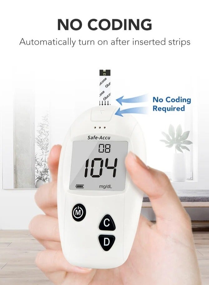 SINOCARE Blood Glucose Monitor, 50 Glucometer Strips, Fully Automatic Portable Blood Glucose Monitoring System - Image 4