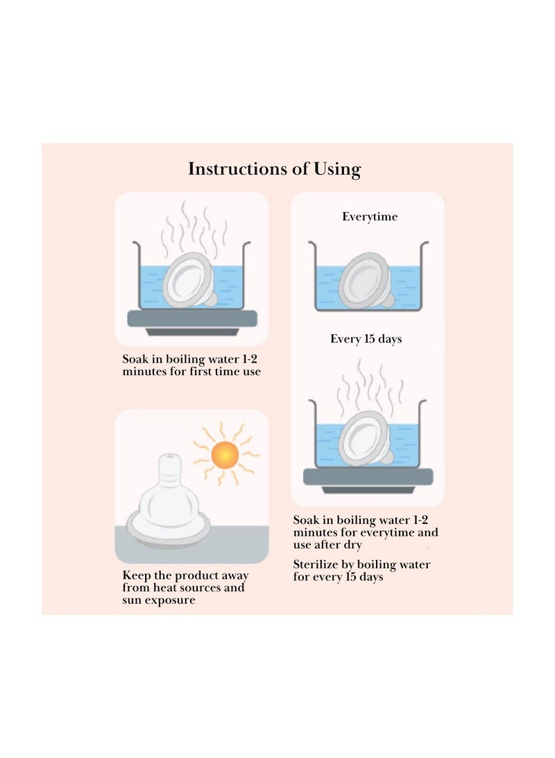 جابلو حلمة سيليكون متعددة التدفق مضادة للمغص لزجاجة رضاعة ذات عنق واسع مقاس كبير - Image 4