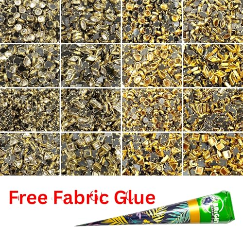 UniKart Kundan Beads for Jewellery Making - 1600 Pcs White & Golden with Free Fabric Glue | Aari Work, Hand Embroidery, Art & Craft Supplies - Image 3
