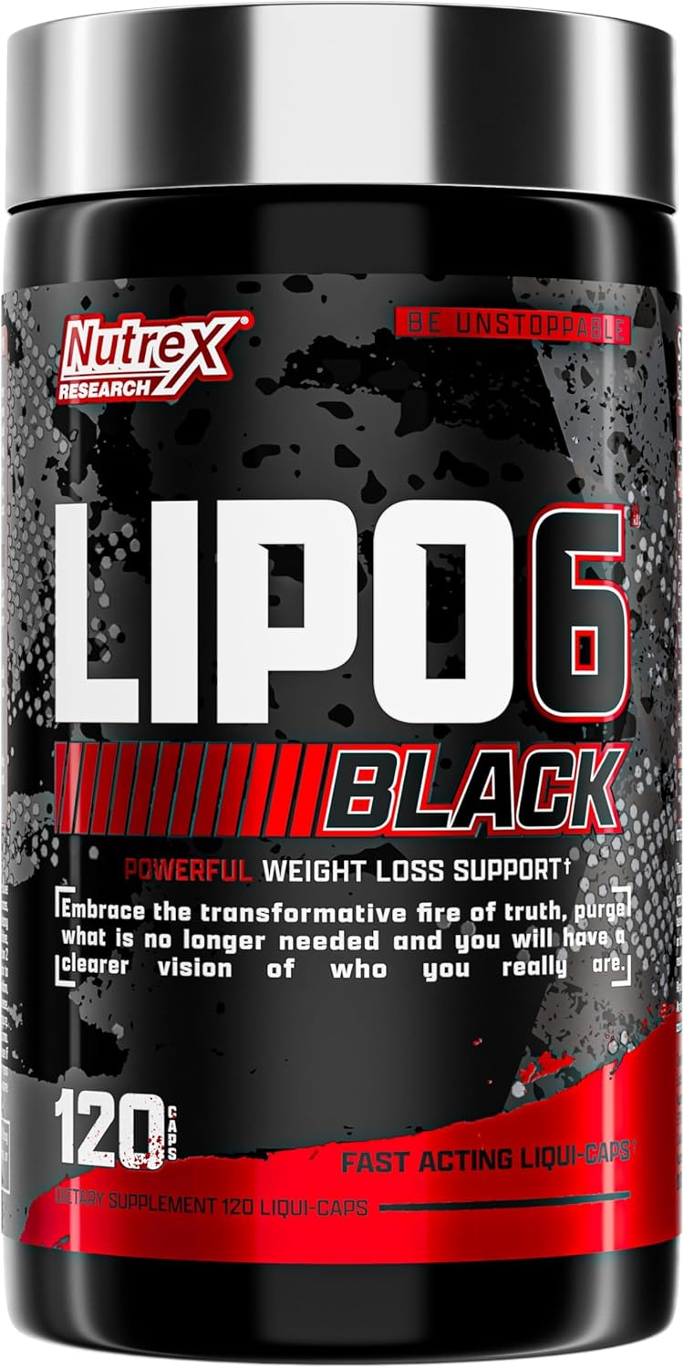 Nutrex Research Nutrex Lipo6 Black Max Strength Fat Burner  Fast Acting Energy Weight Loss Diet Pills  Appetite Suppressant Metabolism Booster  120 Capsules - Image 1