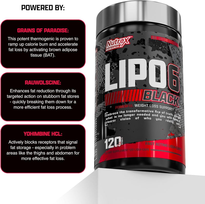 Nutrex Research Nutrex Lipo6 Black Max Strength Fat Burner  Fast Acting Energy Weight Loss Diet Pills  Appetite Suppressant Metabolism Booster  120 Capsules - Image 4