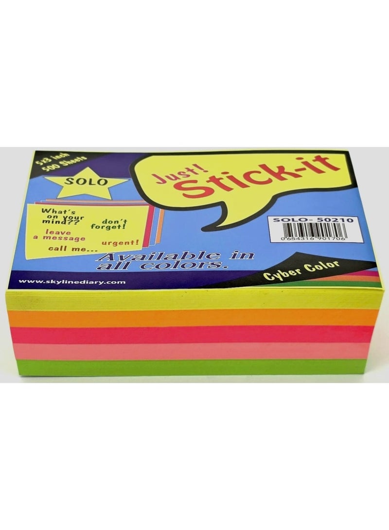 Solo Sticky Notes Memo Pad 5x3 Inch Size 5 Colors 500 Sheets - Image 1
