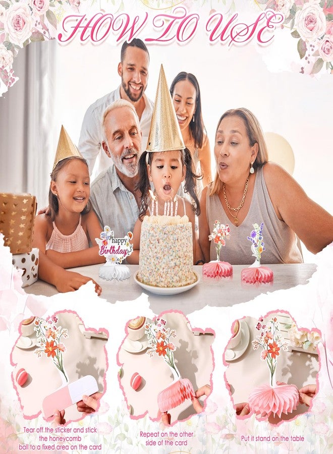 مجموعة زينة عيد ميلاد من الزهور من تراندرفت، ٢٢ قطعة: لافتة عيد ميلاد سعيد من الزهور البرية، ١٨ زينة معلقة من الزهور البرية، ٣ قطع مركزية على شكل خلية نحل لتزيين حفلات الفتيات والسيدات - Image 3