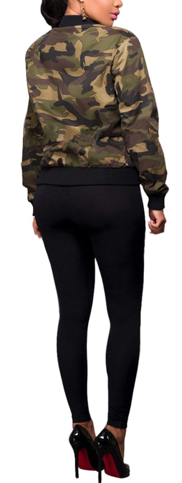 Sexycherry Faddish Military Casual Camouflage Lightweight Thin Short Jacket Coat For Women,Camouflage,Large - Image 3