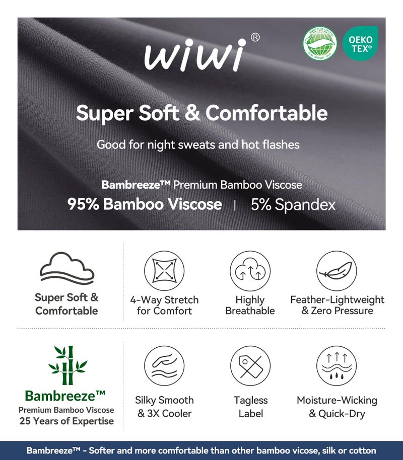 WiWi Bamboo Viscose Pajama Set for Women Soft Short Sleeve Summer Cooling 2 Piece Pjs Sleepwear Plus Size Loungewear Lounge, Dark Grey, X-Large - Image 5
