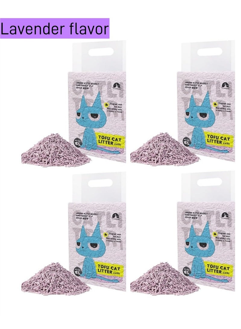 4 حزمة من فضلات القطط ، قابلة للتحلل العطرية ماصة ، لينة التوفو الطبيعية فضلات القطط ( 4 حزمة الخزامى ، 24L ) - Image 1