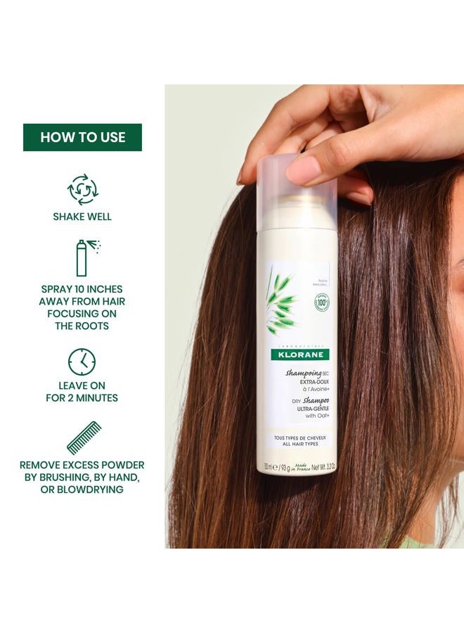 Klorane Ultra-Gentle Dry Shampoo with Oat + Gentle Formula Instantly Revives Hair - Paraben & Sulfate-Free - 3.2 fl. oz. - Image 4